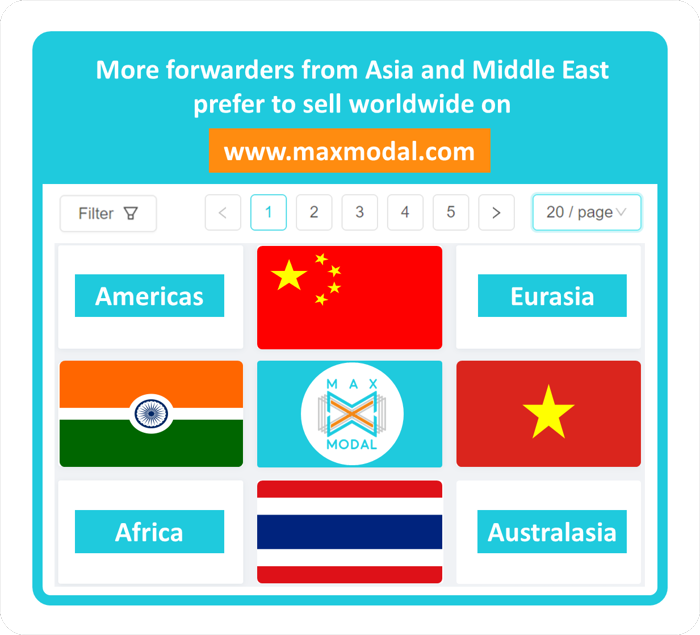Asia, India and M.East prefer to sell freight rates on maxmodal.com
