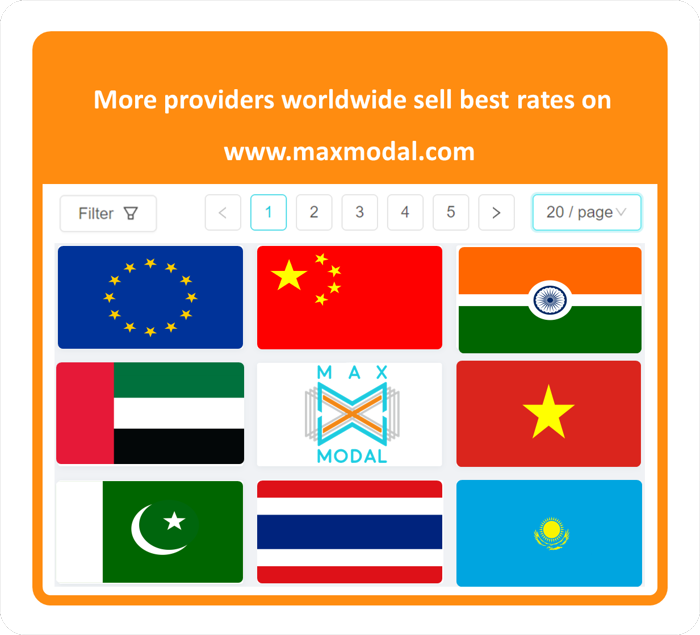 More providers worldwide sell best rates on www.maxmodal.com